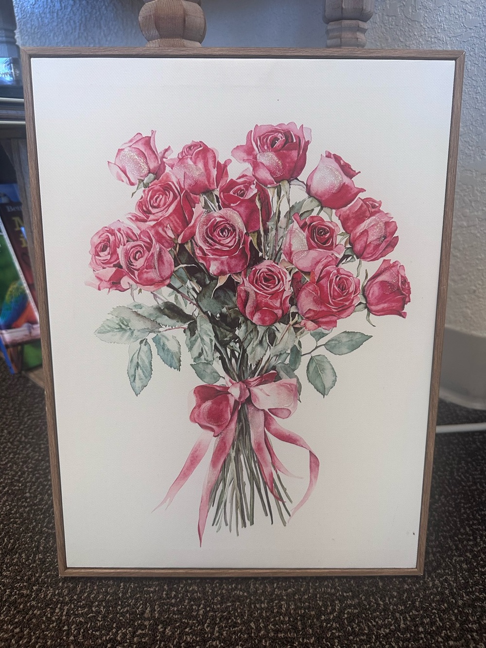 Pink Rose Bouquet Framed Wall Art